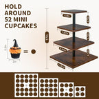 4 Tier Cupcake Stand for 50 Cupcakes,360°Wooden Cake Dessert Tower Holder - Image 4