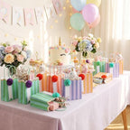 Gersoniel 24 Pcs Pastel Stripe Paper Gift Bags with Honeycomb Ball, Bright - Image 4