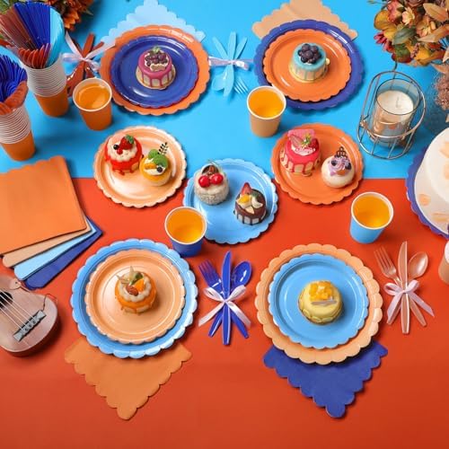 Ziliny 350 Pcs Blue Orange Plates and Napkins Blue Dog Party Supplies - Image 6