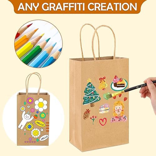 XPCARE Brown Paper Bags with Handles, 200Pcs 5.25x3.25x8.25'' Kraft Bags - Image 6