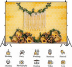 Sweet Honeycomb Theme Photography Background Bohemian Decoration Sunflowers Newborn Birthday Party Decoration Children Birthday Baby Shower Cake Smash Decoration Supplies (8X6FT) - Image 5