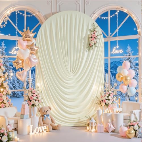 6.6FT Ivory Arch Backdrop Cover Wedding Draped Arch Cover, Stretchy Spandex Balloon Backdrop Arch Stand Covers for Wedding Ceremony, Baby Shower, Photography Birthday Party Decorations - Image 3