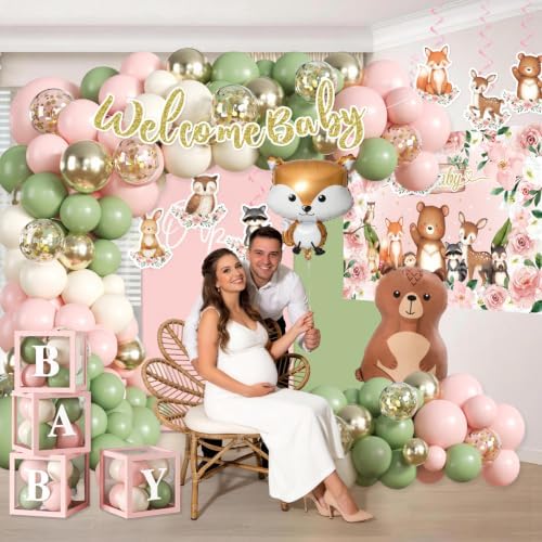 291pcs Woodland Baby Shower Decorations Girl, All-in-One Set, 25 Guests - Image 4