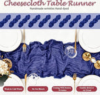 24 Pack Roal Blue Cheesecloth Table Runner 17"x108" Boho Gauze Fabric Table Runner Vintage Rustic Sheer Runners for Wedding Party Bridal Baby Shower Table Decorations - Image 7