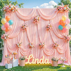 50x8ft Blush Pink Backdrop Curtain for Baby Shower Parties Pink Wrinkle Free Fabric Backdrop Curtain Wedding Photo Backdrop Drapes for Girls Birthday Party Photography Back Drop 10 Panels 5x8FT - Image 4