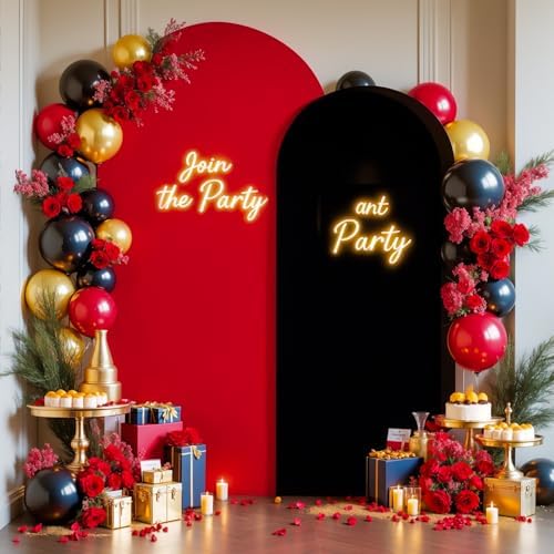 Red Black Arch Backdrop Cover Set of 2 Party Wedding Arch Covers Stretchy Backdrop 7.2FT 6FT Decorations Baby Shower Bridal Shower Photo Birthday Arch Stand Cover Spandex - Image 4