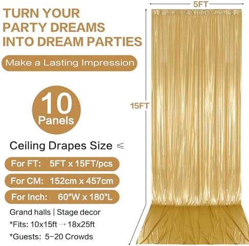 50x15FT Gold Sequin Backdrop Curtain Double Sided - Image 6