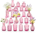 24PCS Mini Bud Vases As Wedding Centerpieces for Tables,Clear Bud Vases for Flowers,Small Flower Vases Suitable for Birthday Party,Anniversary,Wedding Reception,Baby Shower (Pink, 24PCS) by Unknown