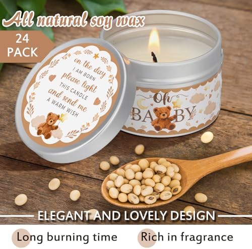 MTLEE Bear 24 Pcs Baby Shower Party Favors Candles Lavender Scented Baby Shower Favors for Guests Rustic Tealights Candles Gender Reveal Return Gifts(Brown, 1.2 oz) - Image 3
