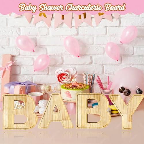 4 Pcs Wooden Baby Charcuterie Letters, Gold Butterflies, Baby Shower Party - Image 3