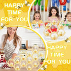 8 Pcs 5.5 Inch Honeycomb Cupcake Stand Cake Farmhouse Hexagon Display Holder Hexagonal Wood Cupcake Stand Floating Table Sign with Wooden Bee for Baby Shower Birthday Party Table Decorations - Image 5