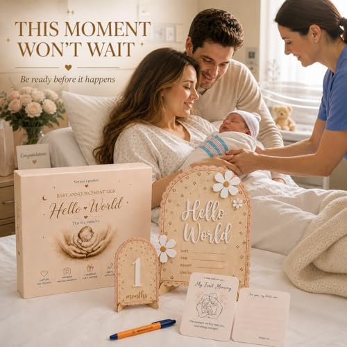 Baby Announcement Sign – Monthly Milestone Signs - Gift Registry By Name, 3D Wooden Baby Welcome Sign with Sweet Floral Accents, Monthly Milestone Numbers for Nursery Memories, Hospital Newborn Photos - Image 6