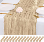 14 Pack Beige Cheesecloth Table Runner 17x108 Inch Semi Sheer Boho Gauze Cheese Cloth Fabric Table Runners, for Wedding Party Baby Shower Birthday Home Decor Garden Farmhouse by Unknown