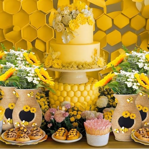 Yungyan Honeybee Vase Decor Bee Hive Vase Wrap with Jute Rope, 4 Pcs - Image 6