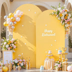 7.2FT 6FT Arch Backdrop Cover for Party, Set of 2 Stretchy Spandex Fitted Arch Stand Cover for Baby Shower, Birthday Wedding Decor, Chiara Backdrop Cover with Double-Sided Design(Gold, Yellow) - Image 3