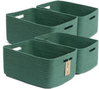 MiniArk Large Storage Baskets for Organizing, 17 x 13 x 7.5” Closet Shelf Baskets for Clothes Blanket Towels, Baby Nursery, Toy Bins Box, Woven Rope Baskets, 4 Packs Green by MiniArkStorageBasketsHome