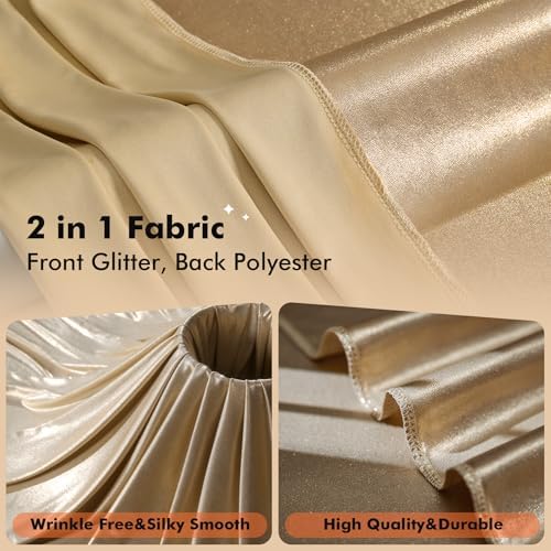 50x10ft Shimmer Champagne Gold Sequin Backdrop Curtain for Parties,Thick Wrinkle Free Glitter Backdrop Drapes Photo Back Drop Curtains for Birthday Wedding Party Photography Background-10 Panels 5x10 - Image 3