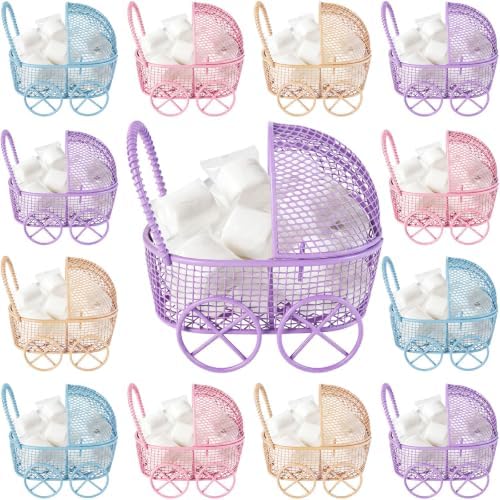 Threehoney 12 Pcs Baby Shower Mini Carriage Decoration, Multicolor by Threehoney