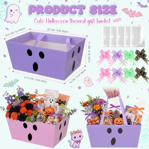 Funnymoom 12 Pcs Halloween Ghost Gift Baskets Empty, Pastel Baskets Bulk - Image 3