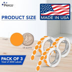 Perco Neon Orange Perforated Round Circle Dot Sticker 1-Inch Labels — 3 Rolls, 3,000 Stickers—Clearance, Discount & Priority Labels, High Visibility, Strong Adhesive—Made in USA - Image 2