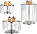 Silver Metal Cake Stand Set of 3, Round Wedding Cupcake Holder by LANLONG