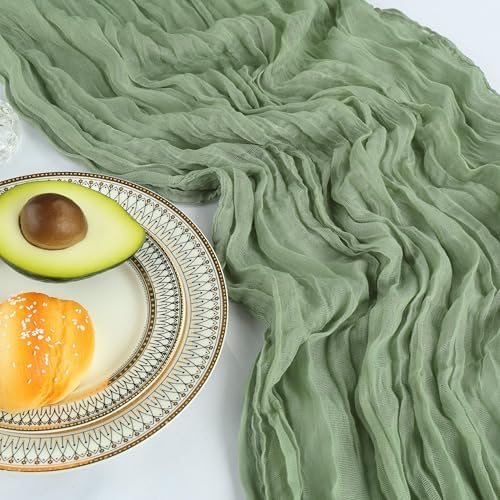 12 Pack 10Ft Sage Green Cheesecloth Table Runner 23 x 120 Inch - Image 5