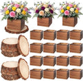 Leinuosen 32 Pcs Wedding Centerpieces Decor Set 16 x 4-inch Rustic Wood Cube Planter Box with 116 x Natural Wood Slices Tabletop Floral Arrangements for Baby Shower Home Garden Decorations (Brown) by Leinuosen