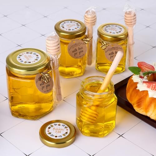 4 oz Small Honey Jars with Dipper, 30 Pack Hexagon Honey Jar - Image 6