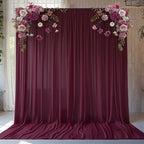 10ft x 10ft Burgundy Backdrop Curtains, Wrinkle-Free Sheer Chiffon Fabric Photo Backdrop Drapes for Wedding Arch Party Ceremony Stage Photography Decorations by WishCare