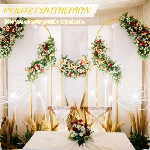 Metal Arch Stand and Cover Set,1 Ivory Spandex Fitted Backdrop with 1 Gold Wedding Arched Stand Frame for Parties Birthday Baby Shower Bridal Banquet Decoration (6.6FT) - Image 7