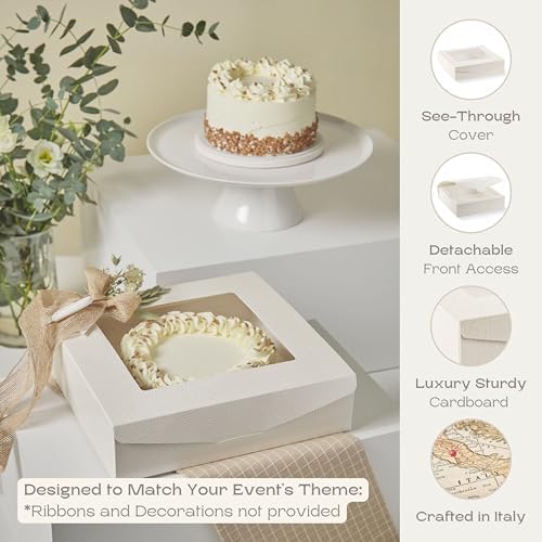 Pack of 10 Bakery Boxes (White Leather, (10.23" x 10.23" x 2.75")) - Image 3