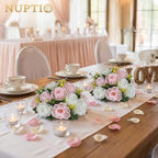 NUPTIO Flower Ball Centerpieces for Tables: Pink & White Artificial Rose - Image 2