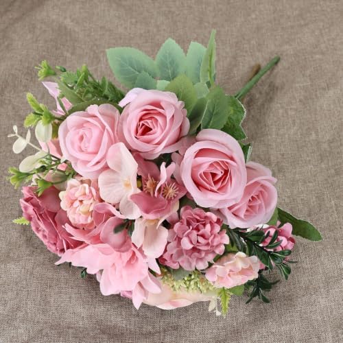 Pink Peonies Dahlia Artificial Flowers Bulk, 12 Bundles - Image 6