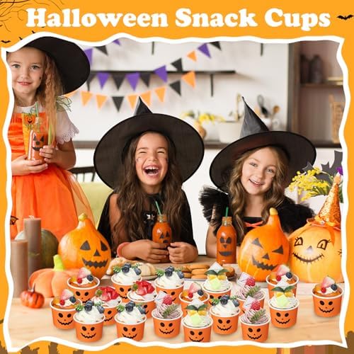 Honeydak 400pack 5oz Halloween Pumpkin Snack Cup Jack Lantern Ice Cream Cup - Image 5