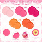 350 Pcs Pink and Orange Party Plates and Napkins - Hot Pink Orange Party Decoration Tableware set Include Sunset Tropical Scalloped Plate Napkin Cup & Cutlery for Baby Shower, Wedding, Birthday - Image 5