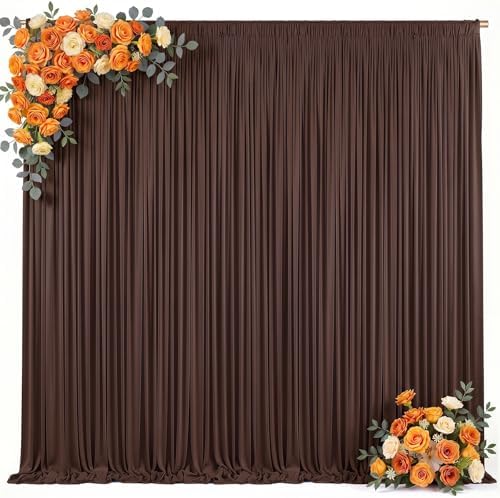 40x10ft Brown Backdrop Curtain for Parties Wrinkle Free Fabric Backdrop Curtain Wedding Photo Backdrop Drapes for Birthday Party Baby Shower Bridal Shower Photography Brown Back Drop 8 Panels 5x10FT - Image 2