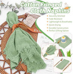 Showgeous 30 Pack Sage Green Cloth Napkins with Fringe, 16x16 inch - Image 5