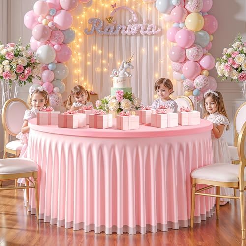 Pink Tulle Tablecloths 72 Inch Spandex Round Table Cloths for Round Tables - Image 4