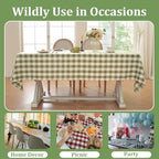 Laolitou Spring Green Gingham Tablecloth Rectangle Tables Checkered Buffalo Plaid Table Cloth Cotton Linen Farmhouse Tablecloths Washable Wrinkle Free for Baby Shower Picnic Kitchen, 60"x90" 6-8 Seats - Image 6