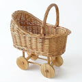 Woven Rattan Stroller-Shaped Flower Basket with Handle, Handwoven Decorative wicker baby carriage Basket for Baby Shower, Wedding, Party Decor, Floral Arrangements & Gift Hampers by Unknown