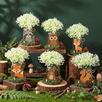 43 Pcs Woodland Animals Centerpieces Forest Animals Tabletop Centerpiece for Baby Shower Jungle Birthday Party Decor Kit with Mason Jar Babysbreath Animal Cutouts Wood Rounds Pine Cones Moss - Image 2