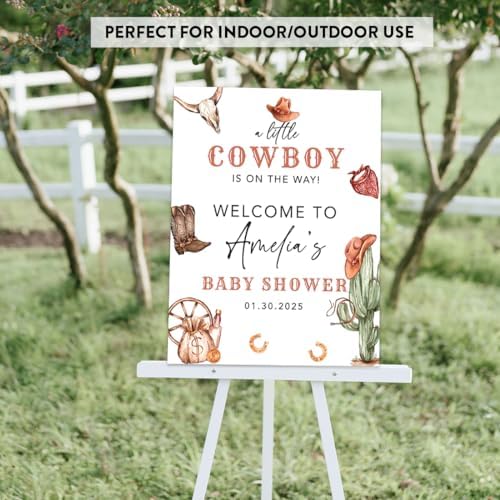 Andaz Press Western Cowboy Baby Shower Decorations, Personalized Little Cowboy Baby Shower Sign, Custom Western Baby Shower Sign In Guest Book Alternative, 16x20-Inch Canvas Welcome Baby Shower Sign - Image 6