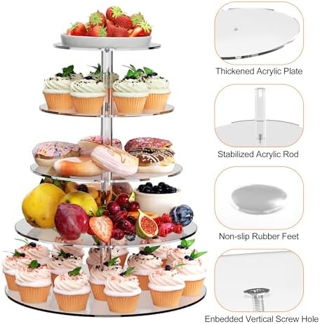 5 Tier Round Cupcake Stand for 50 Cupcakes Acrylic Cupcake Tower - Image 5