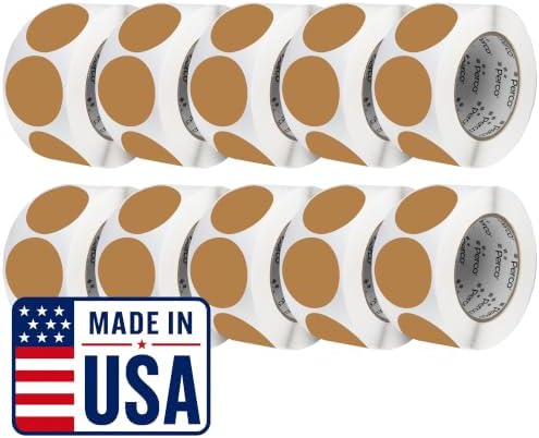 Perco Kraft Brown Perforated Round Circle Dot Sticker 3-Inch Labels — 10 Rolls, 5,000 Stickers - Natural Rustic Labels for Handmade Products, Thank You Stickers & Packaging - Made in USA by Perco