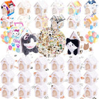 ARELUX 30 Pcs Cat House Shaped Party Favor Boxes, Foldable Pet Adoption Treat Gift Boxes with DIY Stickers - Blank Goodie Bags for Kitten Birthday, Cat Themed Events by ARELUX