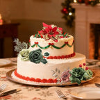 Artificial Christmas Flowers Set with Poinsettia, Fake Roses, Greenery Leaves & Stems for DIY Christmas Decor - Wreath, Tree Ornaments, Wedding Bouquets, Centerpieces, Home Floral Arrangement - Image 4