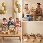 6 Pcs Gift Baskets Empty, Large Foldable Woven Gift Basket Set with Handles, 35x20x15CM Bamboo Baskets for Gifts, 10 Gold Star Gift Bags, for Baby Shower, Mother's Day, Christmas, Housewarming - Image 4