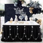 QueenDream Rectangle Black Table Skirts Tulle Table Skirting 14ft Tutu Table Cover for Round Rectangle Tables Baby Shower Home Decoration - Image 2