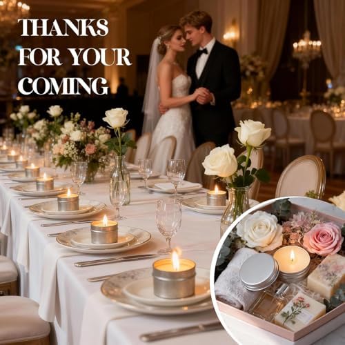 50 Pcs 2 Oz Mini Rose Scented Soy Candle Set,Wedding Favors for Guests Bulk 50,The Quantity of Multiple Sets Meets Your Needs for Wedding and Party Gifts and Party Favors. - Image 5