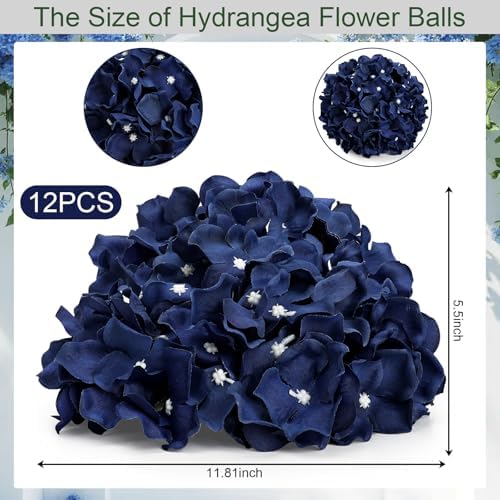 11.81 Inch Navy Blue Hydrangea Flower Balls for Centerpieces - Image 2
